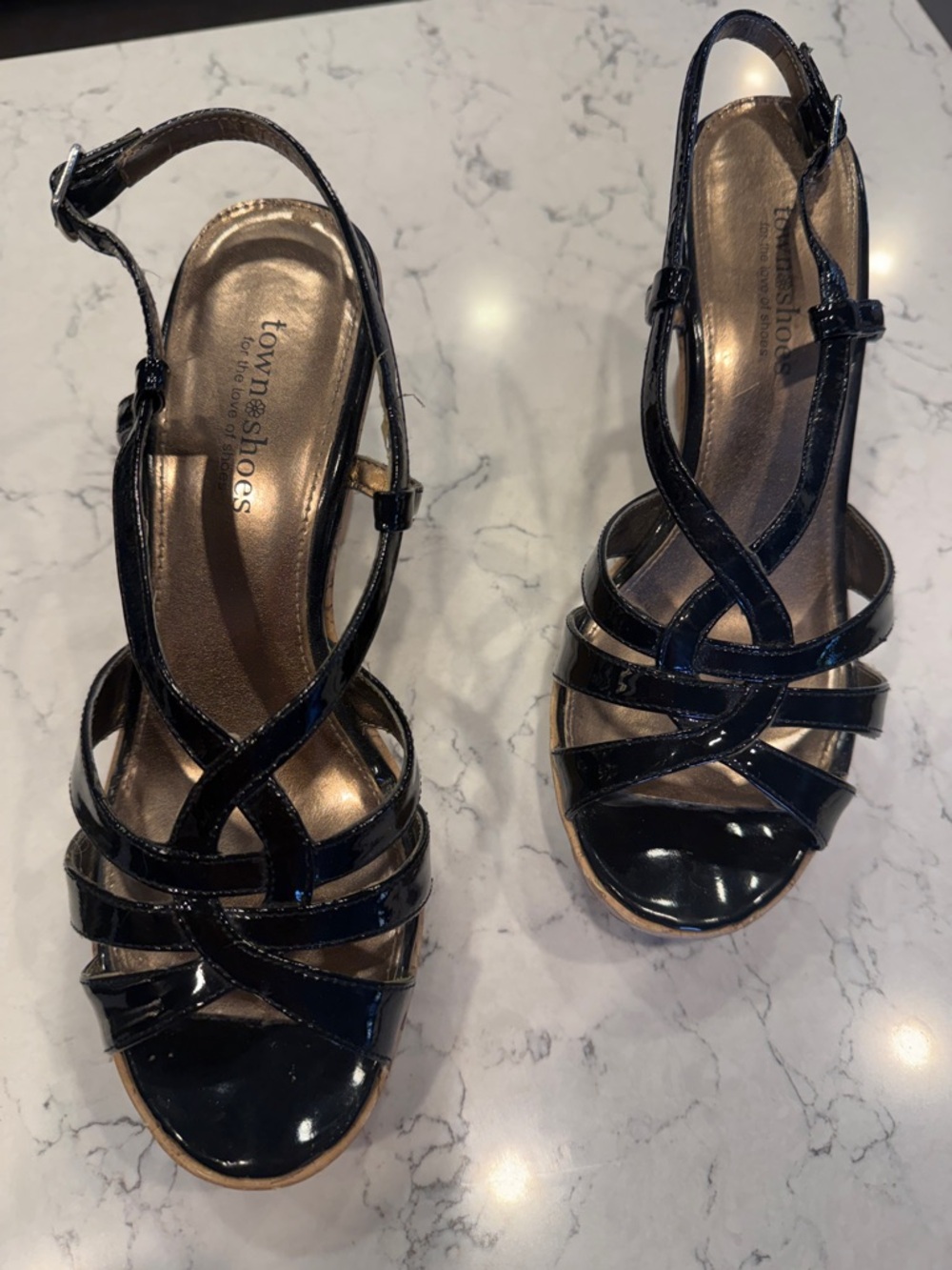 Black Patent Strappy Women's Dress Sandals